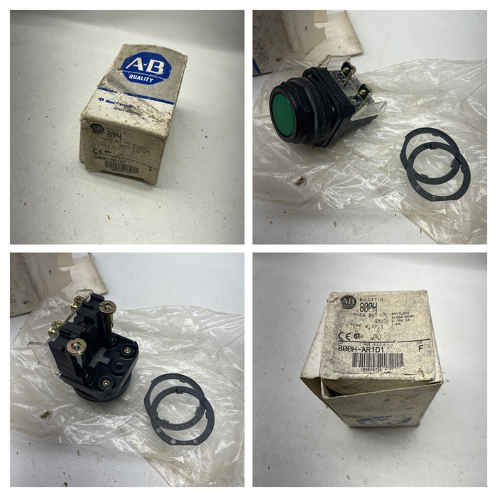 ALLEN-BRADLEY 800H-AR1D1 SER F NON-ILLUMINATED GREEN FLUSH HEAD PUSH BUTTON 1 NO