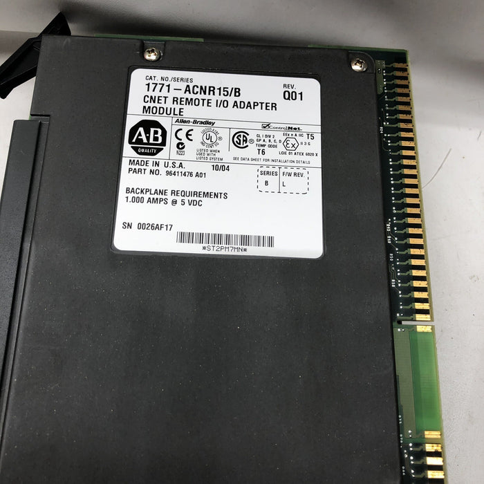ALLEN BRADLEY 1771-ACNR15 Controlnet I/O Adapter for PLC-5 Systems 1771-ACNR15 B