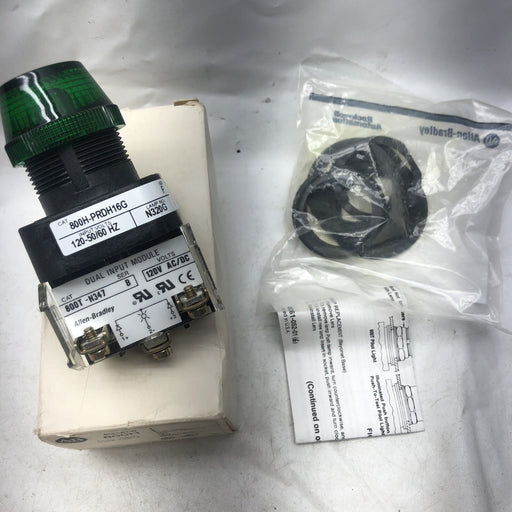 NEW ALLEN BRADLEY 800H-PRDH16G DUAL INPUT HIGH VISIBILITY GREEN PILOT LIGHT
