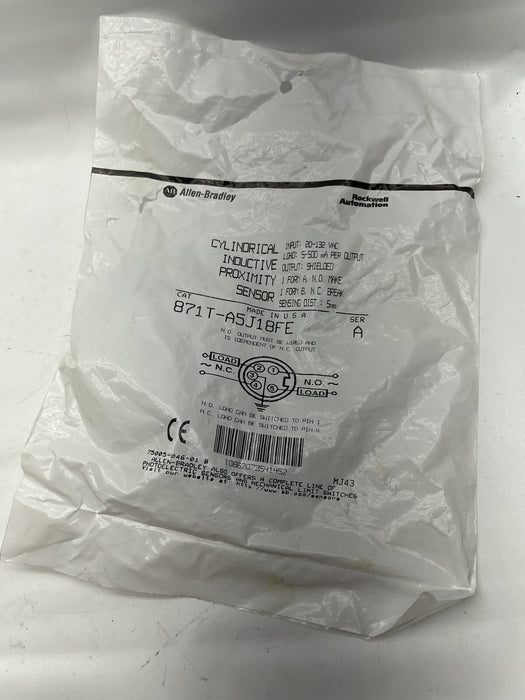 NEW FACTORY SEALED ALLEN BRADLEY 871T-A5J18FE SERIES A INDUCTIVE PROX SENSOR
