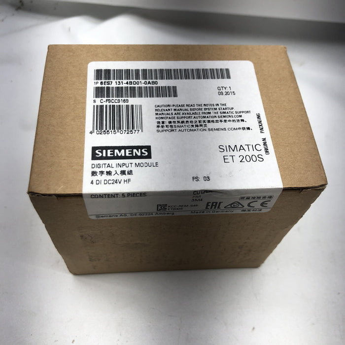 NEW SEALED 2015 6ES7 131-4BD01-0AB0 SIEMENS SIMATIC ET 200S DIGITAL INPUT MODULE