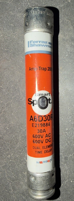 Ferraz Shawmut A6D30R SMART SPOT FUSE  600V Ac AMP-TRAP TIME DELAY DUAL ELEMENT