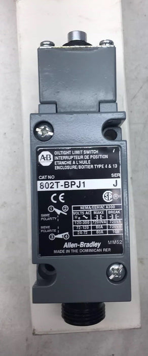 NEW ALLEN-BRADLEY 802T-BPJ1 PLUG-IN OILTIGHT LIMIT SWITCH PUSH TYPE 2 CIRCUITS