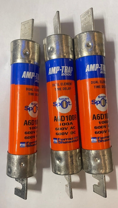 Qty 1 Amp-trap 2000 Dial Element Time Delay 100A 600V AC / DC A6D100R SMART SPOT