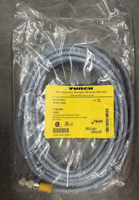 TURCK RK 4.4T-4/S618 EUROFAST CORDSET U2269 250V 4A NEW SEALED