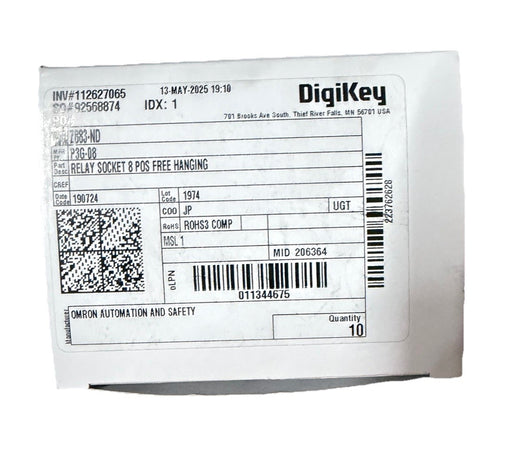 1 BOX OF 10 PCS OMRON P3G-08 / P3G08 RELAY BASE SOCKET