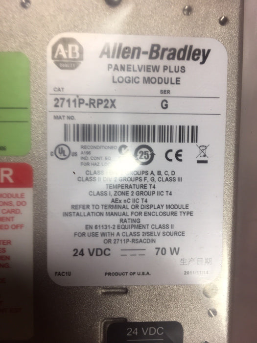 Allen Bradley 2711P-T15C4B2 AB PVP 1500 Color Touch 15" Color HMI PV 2711P