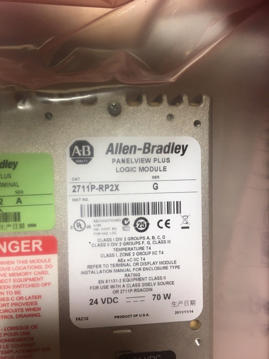 Allen Bradley 2711P-T15C4B2 AB PVP 1500 Color Touch 15" Color HMI PV 2711P