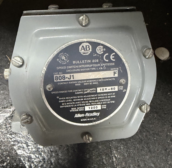808-J1 NEW  ALLEN BRADLEY  zero speed Switch 15-80 RPM 808 J1 AB 808J1 NNB