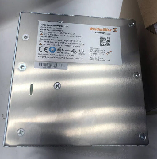 NEW WEIDMULLER 1469510000 PRO ECO 480W 24 VDC 20 AMP POWER SUPPLY
