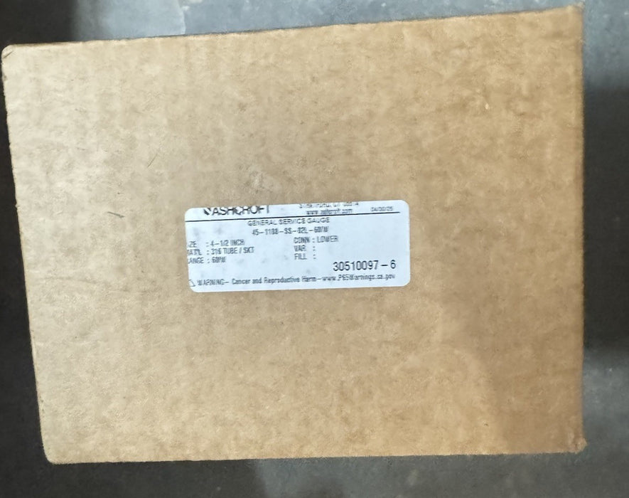 45-1188-SS-02L-60IW ASHCROFT 1188 LOW PRESSURE BELLOWS GAUGE 0-60 INH2O 451188