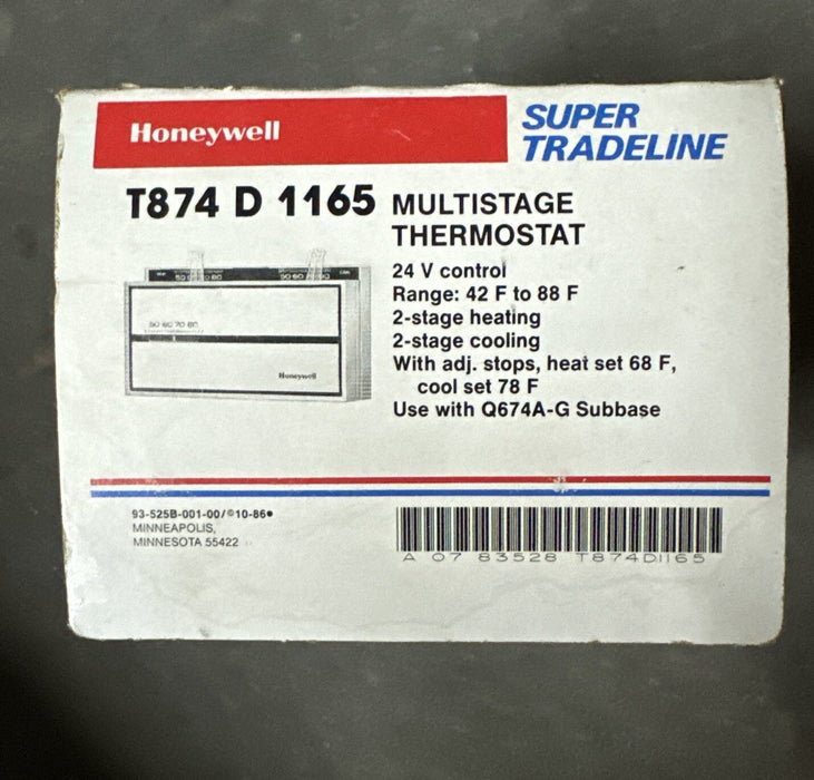 T874 D 1165 HONEYWELL MULTISTAGE THERMOSTAT 24V 2 STG HEAT/2 STG COOLING