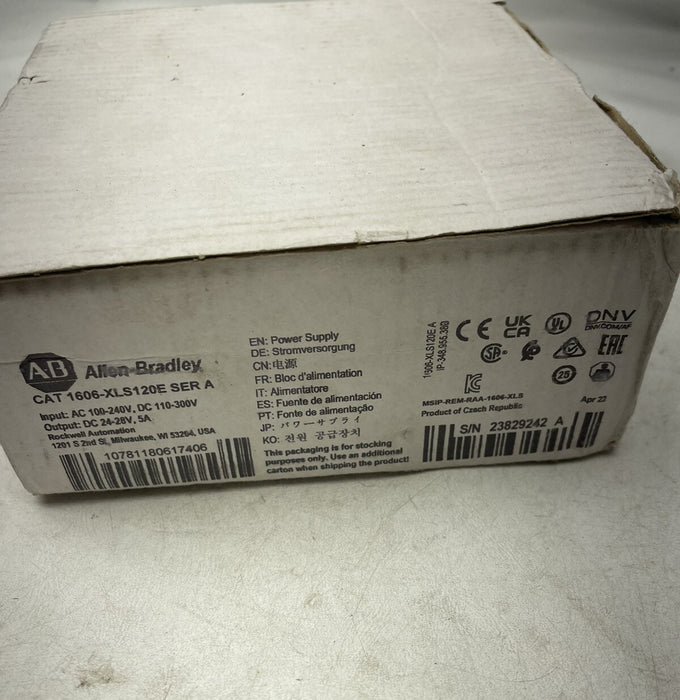 1606-XLS120E NEW ALLEN BRADLEY DC POWER SUPPLY 100-240VAC 24VDC OUT 120 WATT 5A