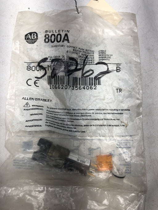 NEW SEALED ALLEN BRADLEY 800A-M2FA AMBER MOMENTARY CONTACT PUSHBUTTON