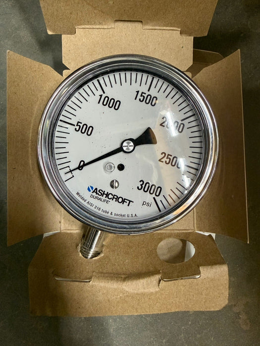 NEW ASHCROFT DURALIFE 35-1009-SWL-02L-3000# 3000 PSI GLYCERINE FILL 3  1/2"