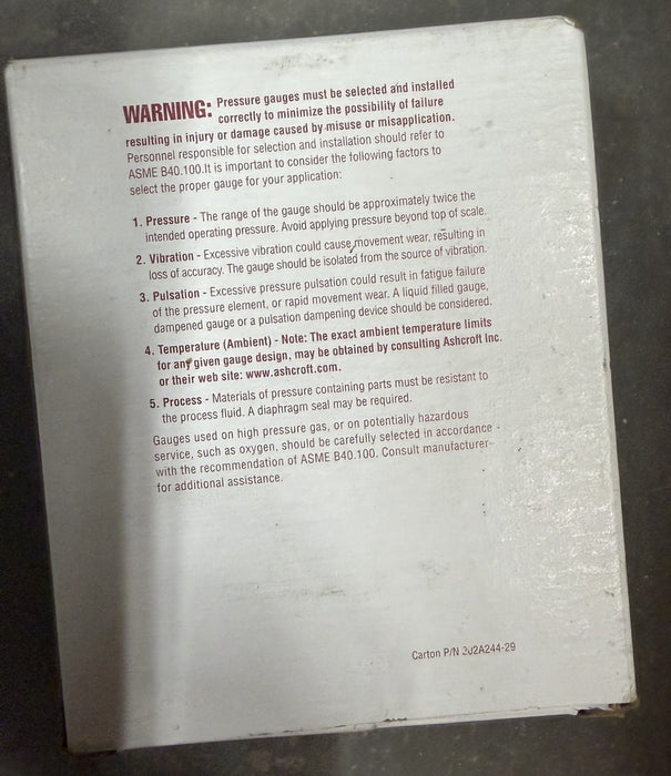NEW ASHCROFT DURALIFE 35-1009-SWL-02L-3000# 3000 PSI GLYCERINE FILL 3  1/2"