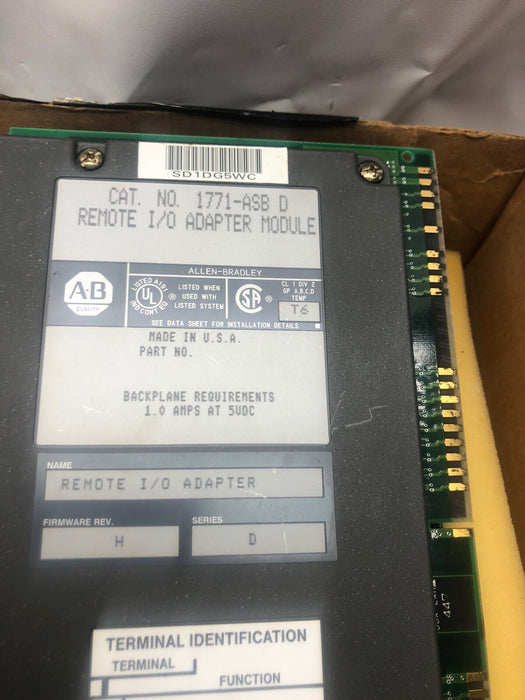 1771-ASB D ALLEN-BRADLEY REMOTE I/O ADAPTER MODULE RIO 1771ASB 1771-ASB/D