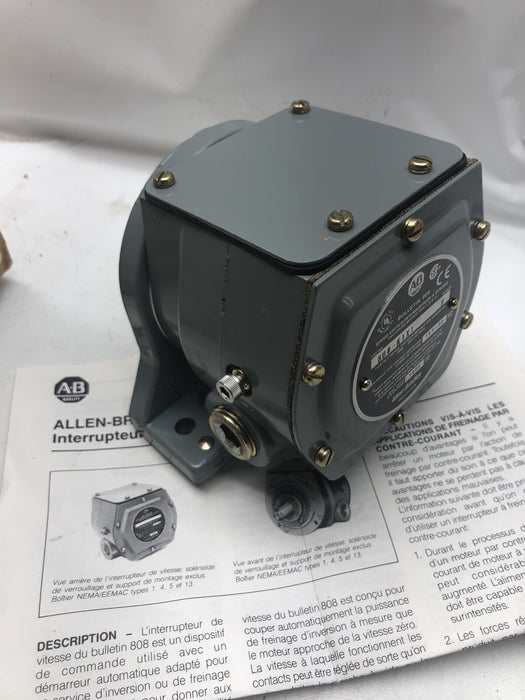 NEW ALLEN BRADLEY 808-K1X1 Speed Switch 808-K1 W/ BOTTOM CONDUIT OPENING N.C.
