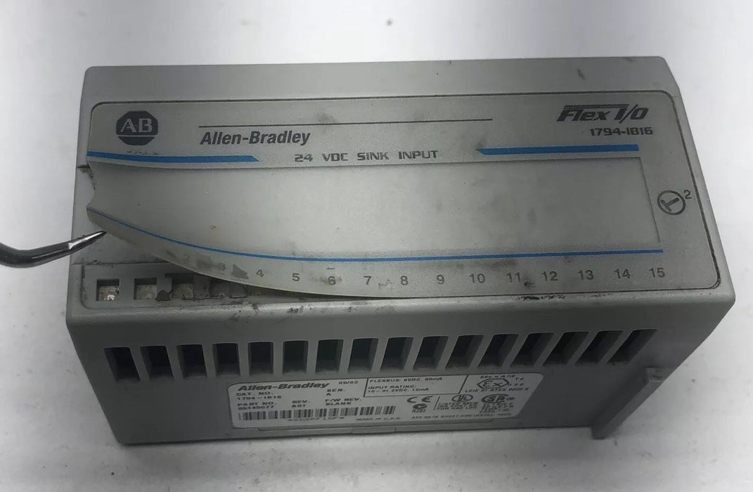 ALLEN BRADLEY 1794-IB16 24VDC SINK INPUT MODULE AND 1794 TB3 TERMINAL BASE