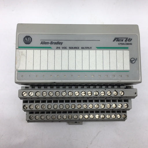 ALLEN BRADLEY 1794-OB16 FLEX I/O 24VDC SOURCE OUTPUT MODULE W/ 1794-TB2 BASE