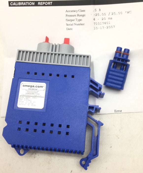NEW OMEGA PX665-25BDI 4-20ma OUTPUT -25 /+25 INH2O DIFF PRESSURE TRANSMITTER NIB
