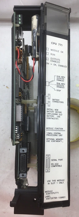 GE FANUC / HONEYWELL CPU IC697CPU771S W/ IC697MEM713B BROKEN PLASTIC READ!