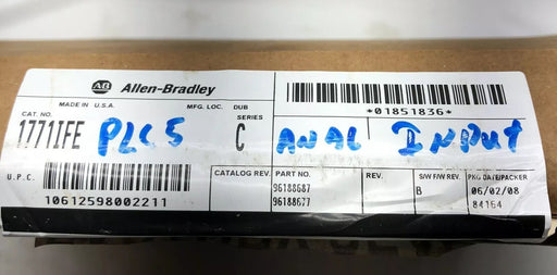 PLC-5 Analog Input Module 1771-IFE C New in Box Allen Bradley 1771-lFE/C 2008