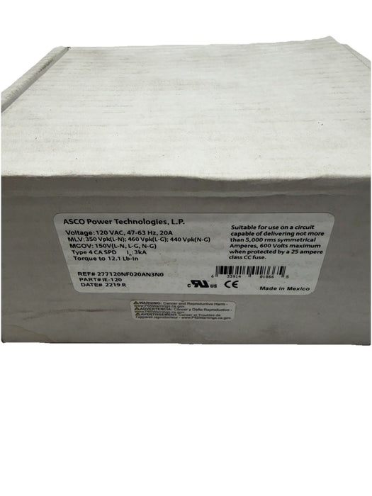 ASCO / EMERSON / ISLATROL IE120 OR 1E-120 Model 277 SURGE PROTECTING DEVICE