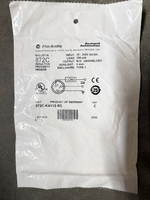 Allen-Bradley 872C-K4N12-R3 Inductive Proximity Sensor 872CK4N12R3