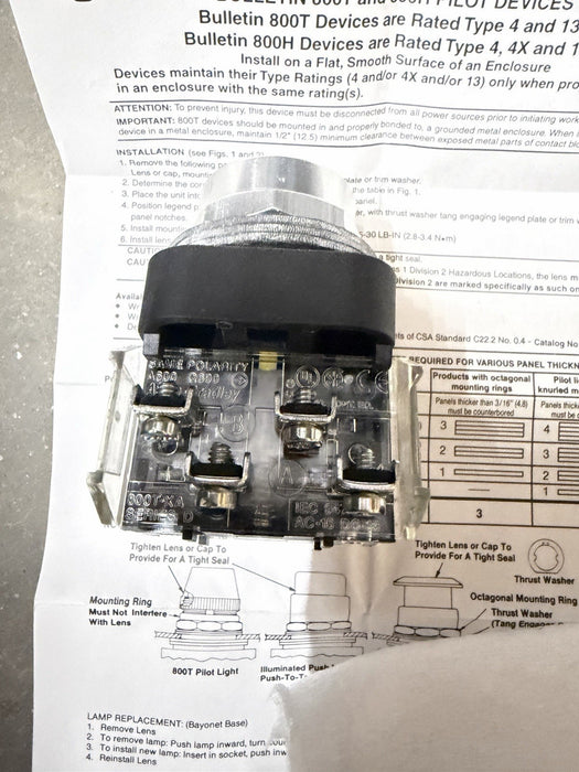Allen Bradley Illuminated Push Button 800T-FXNQ10XA 800TFXNQ10XA NEW