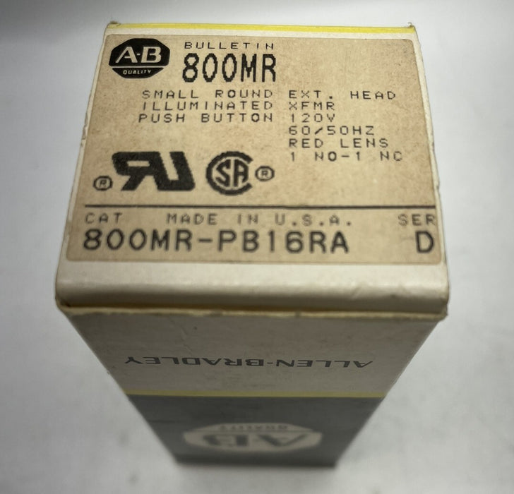 NEW Allen Bradley 800MR-PB16 SMALL ILLUMINATED PUSHBUTTON RED 800MR-PB16RA