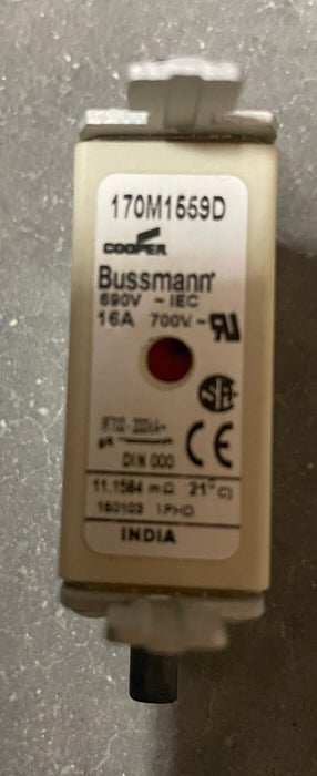 170M1559D NEW COPPER BUSSMAN 16A 690 VAC IEC DIN 000 FUSE