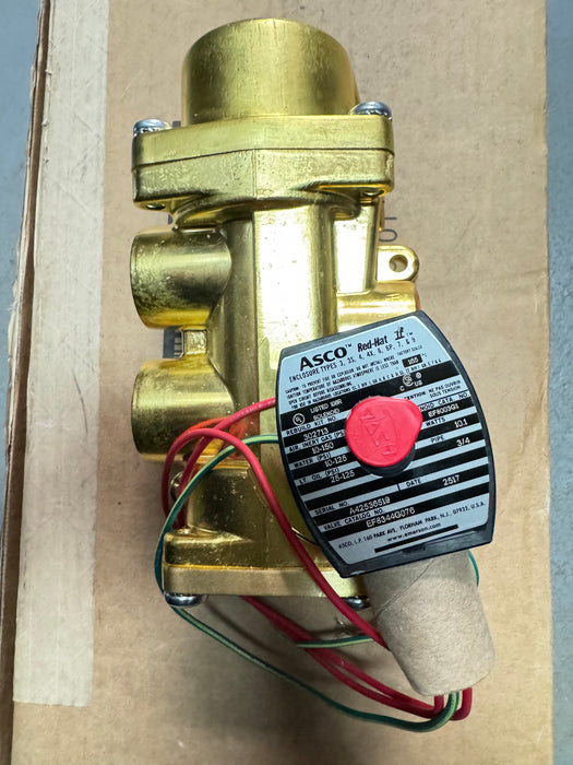 EF8344G076 NUEVA VÁLVULA SOLENOIDE ASCO REDHAT DE 120 V, 3/4", 4 vías, 8344G076